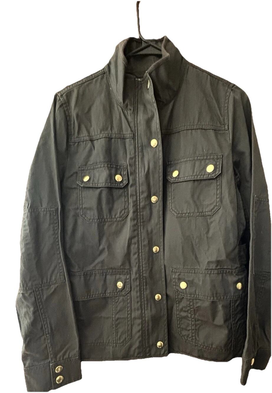 J Crew Relaxed Boyfriend Field Jacket Sz Sm Khaki Green Cinch Waist Full Zip